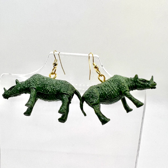 Rhino Earrings - Animal Earrings - Zoo Earrings - Teacher Earrings - Safari - Picture 2 of 9